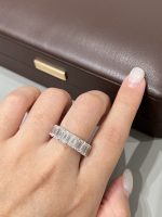 11 Carats Full Circle Emerald Cut Lab Grown Diamond Wedding Band Ring in 18K White Gold