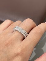 11 Carats Full Circle Emerald Cut Lab Grown Diamond Wedding Band Ring in 18K White Gold