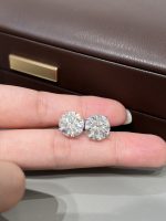 10CT TW Lab Grown Diamond Solitaire Stud Earrings in 18K White Gold