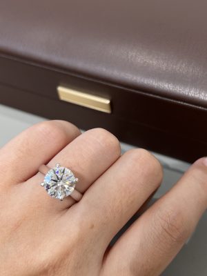 5CT Lab Grown Diamond Solitaire Engagement Ring in 18K White Gold