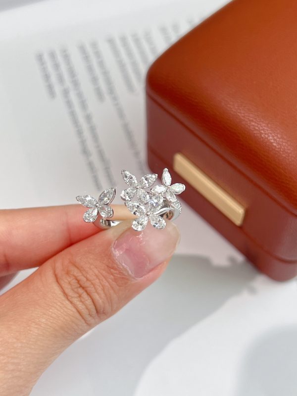 Marquise Cut and Pear Shape Butterfly Lab Grown Diamond Ring For Women