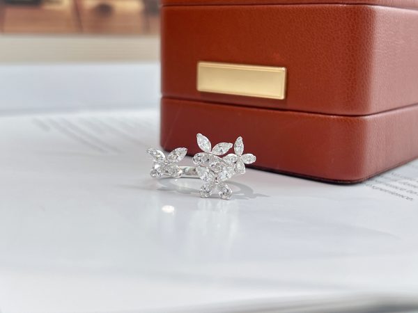 Marquise Cut and Pear Shape Butterfly Lab Grown Diamond Ring For Women