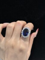 13CTW Oval Cut Lab Grown Sapphire Rings In 18K White Gold