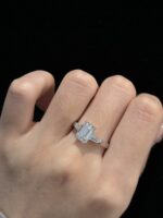 18K white gold 2ct Emerald cut lab grown diamond Three-Stone ring