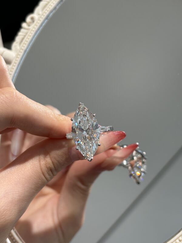 18K white gold 10ct Marquise cut lab grown diamond Three-Stone ring