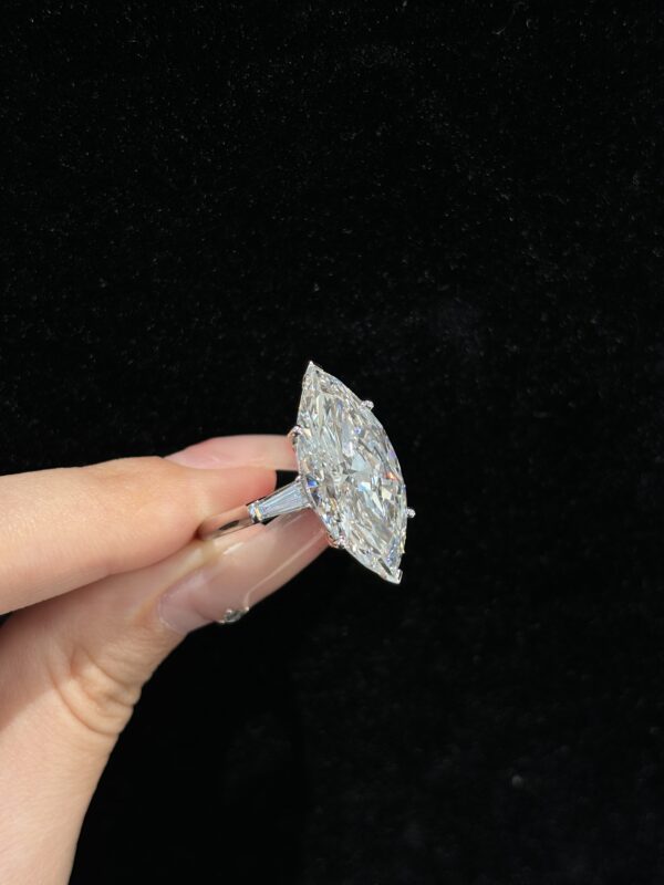 18K white gold 10ct Marquise cut lab grown diamond Three-Stone ring