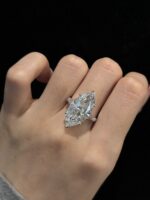 18K white gold 10ct Marquise cut lab grown diamond Three-Stone ring