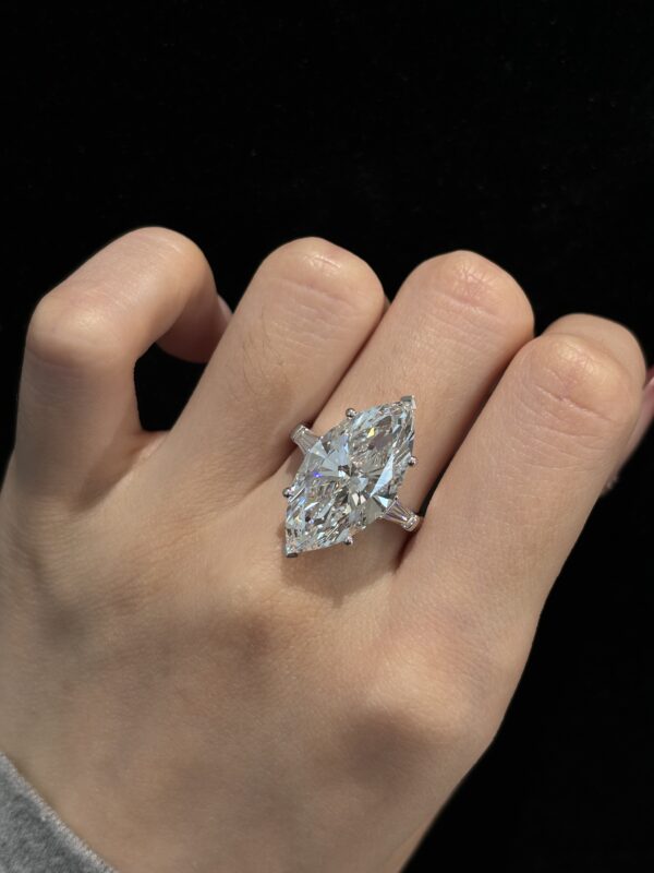 18K white gold 10ct Marquise cut lab grown diamond Three-Stone ring