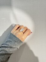 18K white gold 10ct Marquise cut lab grown diamond Three-Stone ring