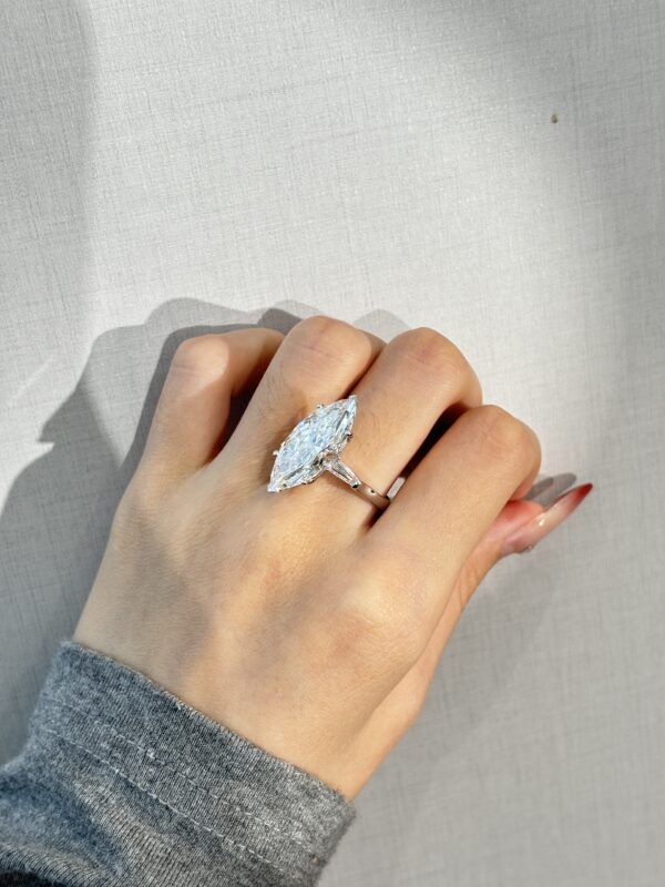 18K white gold 10ct Marquise cut lab grown diamond Three-Stone ring