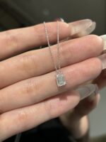 1CT Emerald Cut Lab Grown Diamond Solitaire Pendant in 18K White Glod