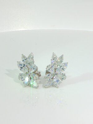 4.8ctw Marquise & Pear Cut Stud Earrings, 18K White Gold