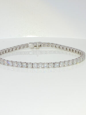 5.21CTW Round Brilliant Lab Grown Diamond Tennis Bracelet Four Prong in 18K White Gold