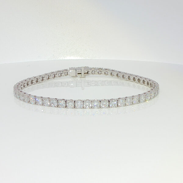 5.21CTW Round Brilliant Lab Grown Diamond Tennis Bracelet Four Prong in 18K White Gold