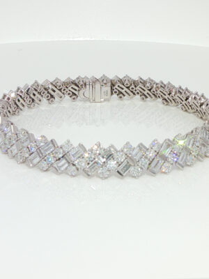 8.89CTW Emerald  Cut Lab Grown Diamond Bracelet in 18K White Gold