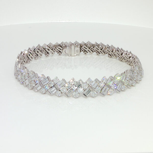 8.89CTW Emerald  Cut Lab Grown Diamond Bracelet in 18K White Gold