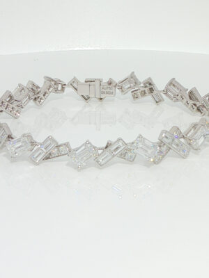9.99CTW Emerald Cut Lab Grown Diamond Bracelet in 18K White Gold