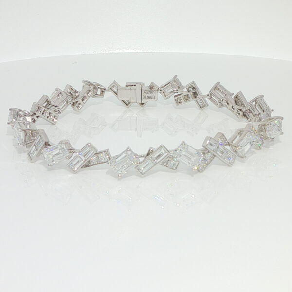 9.99CTW Emerald Cut Lab Grown Diamond Bracelet in 18K White Gold