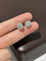 4CT TW Lab Grown Diamond Solitaire Stud Earrings in 18K White Gold