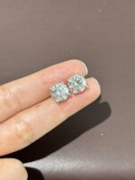 6CTW Round Brilliant Cut Lab Grown Diamond Stud Earrings, 4-Prong Setting, 18K White Gold