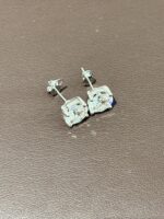 6CTW Round Brilliant Cut Lab Grown Diamond Stud Earrings, 4-Prong Setting, 18K White Gold