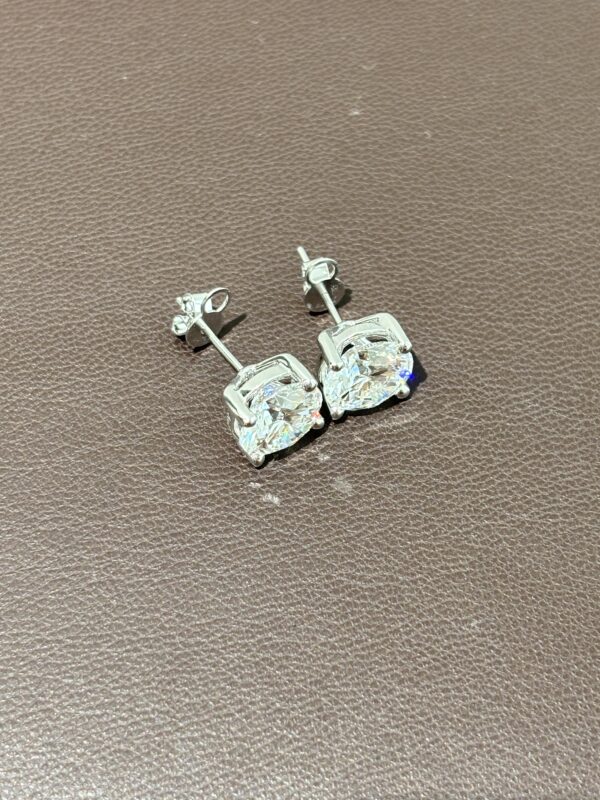 6CTW Round Brilliant Cut Lab Grown Diamond Stud Earrings, 4-Prong Setting, 18K White Gold