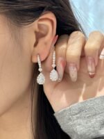 18K White Gold Pear Cut Full Diamond Earrings