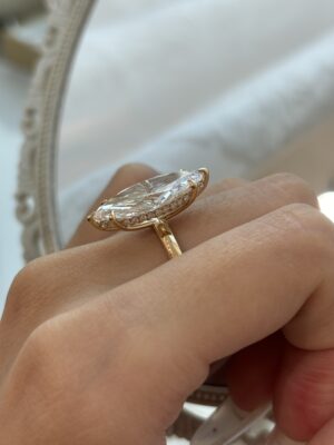 18k Yellow Gold 8.01CTW Marquise Cut Lab Grown Diamond Engagement Ring