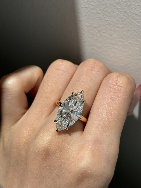 18k Yellow Gold 8.01CTW Marquise Cut Lab Grown Diamond Engagement Ring
