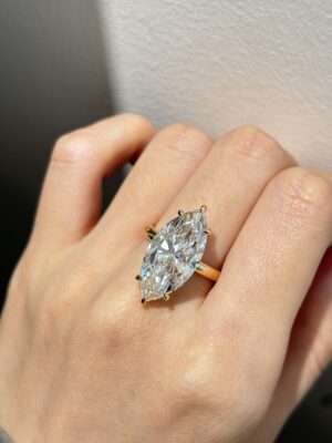18k Yellow Gold 8.01CTW Marquise Cut Lab Grown Diamond Engagement Ring