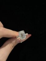 18k Yellow Gold 7.06CTW Emerald Cut Lab Grown Diamond Engagement Ring