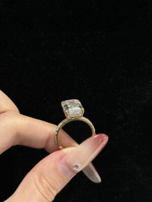 18k Yellow Gold 7.06CTW Emerald Cut Lab Grown Diamond Engagement Ring
