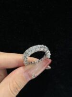 8 Carats Full Circle Emerald Cut Lab Grown Diamond Wedding Band Ring in 18K White Gold