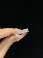8 Carats Full Circle Emerald Cut Lab Grown Diamond Wedding Band Ring in 18K White Gold