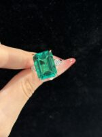18K white gold 11ct Emerald cut lab grown diamond Three-Stone ring