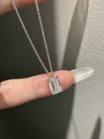 2CT Emerald Cut Lab Grown Diamond Solitaire Pendant in 18K White Glod