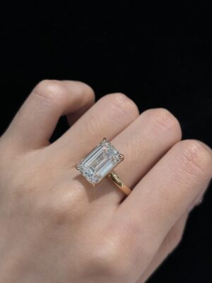 18k Yellow Gold 8.03CTW Emerald Cut Lab Grown Diamond Engagement Ring Add to wishlist