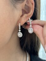 18K White Gold Oval Full Diamond Earrings