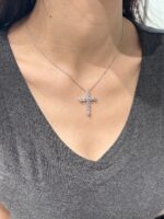 3CTW Round Full Diamond Cross Necklace 18K White Gold