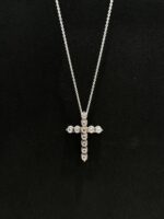 3CTW Round Full Diamond Cross Necklace 18K White Gold