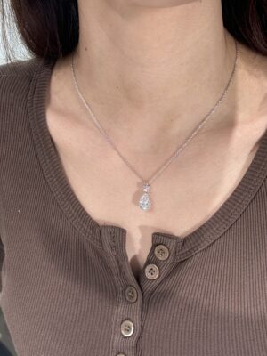 3.06CTW Pear Shape Lab Grown Diamond Drop Pendant in 18K White Gold