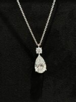 3.06CTW Pear Shape Lab Grown Diamond Drop Pendant in 18K White Gold