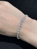 5.62ct Total Weight Round Brilliant Cut Lab-Grown Diamond Graduated Tennis Bracelet, 3-Prong Setting