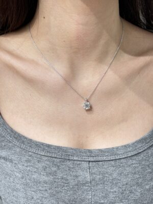 3CT Lab Grown Diamond Round Brilliant Solitaire Pendant in 18K White Gold