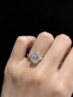 3CTW Pear Shape Three Stone Lab Grown Diamond Engagement Ring