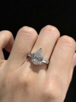 3CTW Pear Shape Three Stone Lab Grown Diamond Engagement Ring