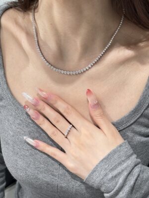 11.47CTW round cut full circle lab grown diamond necklace in 18K white gold