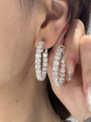 11CTW Round Cut Lab Grown Diamond Earrings in 18K White Gold