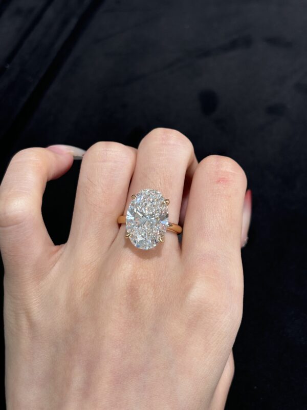 18k Yellow Gold 10CTW Oval Cut Lab Grown Diamond Engagement Ring