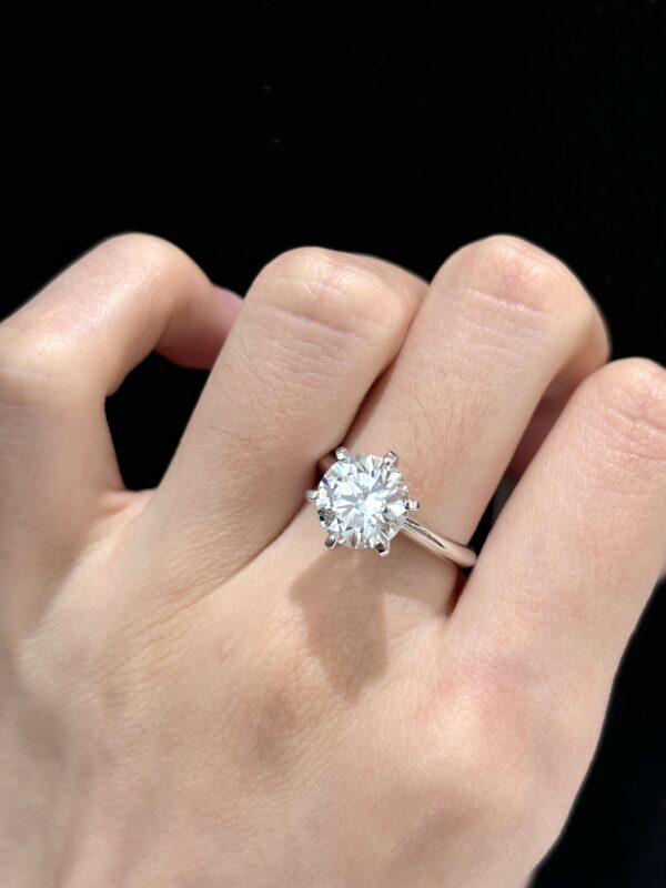 3ct. t.w. Lab Grown Diamond Solitaire Engagement Ring in 18k White Gold Six Prong